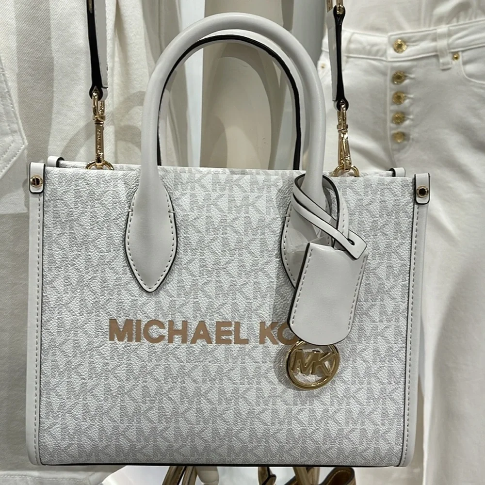 Michael Kors Mirella Small Signature Logo Shopper Top Zip Crossbody XBODY Bag MK
